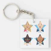 スーパースター家族の写真4人をアップロード キーホルダー (正面)