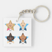 スーパースター家族の写真4人をアップロード キーホルダー (裏面)