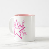 スーパースター渦巻きマグカップ、明るいピンク ツートーンマグカップ (正面左)