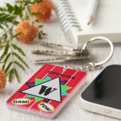 スーパースター漫画モノグラムレッドブラック キーホルダー (正面右)