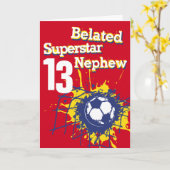 スーパースター甥13日遅れの誕生日サッカーレッド カード (黄色い花)