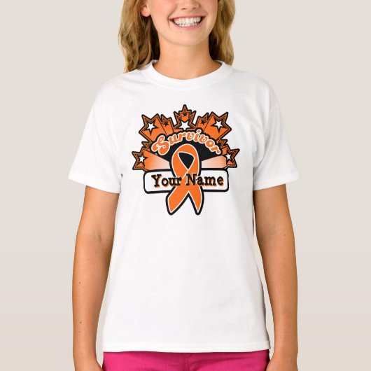 スーパースター遺族名前をカスタムする白血病 Tシャツ (正面)
