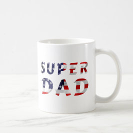 スーパーダッドとアメリカ国旗 コーヒーマグカップ
