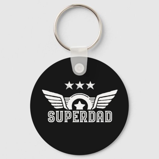 スーパーダッドスーパーヒーローパパパパダディーパパの父の日 キーホルダー (正面)