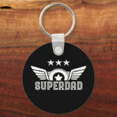 スーパーダッドスーパーヒーローパパパパダディーパパの父の日 キーホルダー (正面)