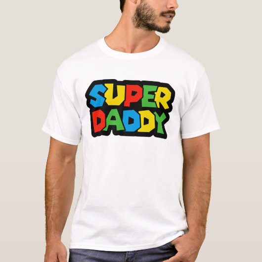 スーパーダディーゲーマー 父の日 - レトロ風 Tシャツ (正面)