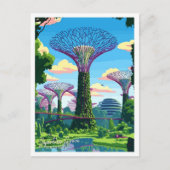 スーパーツリーグローブシンガポールアートトラベルイラストレーション ポストカード (正面)