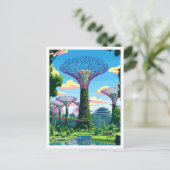 スーパーツリーグローブシンガポールアートトラベルイラストレーション ポストカード (スタンド正面)