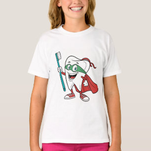 スーパートゥースヒーロー   キャビティファイター キッズ＆歯科医 Tシャツ