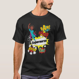 スーパーナース漫画スーパーヒーロースタイルRNブラックウーマンヌ Tシャツ