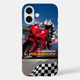 スーパーバイク レーシング マキシマム パッション バイカー グラフィック iPhone 16ケース