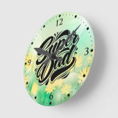 スーパーパパヒーロー タイポグラフィーデザイン-67888 ラウンド壁時計 (傾斜)