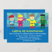 スーパーヒカラフルーロ誕生パーティ子供へー 招待状 (正面/裏面)