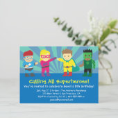 スーパーヒカラフルーロ誕生パーティ子供へー 招待状 (スタンド正面)