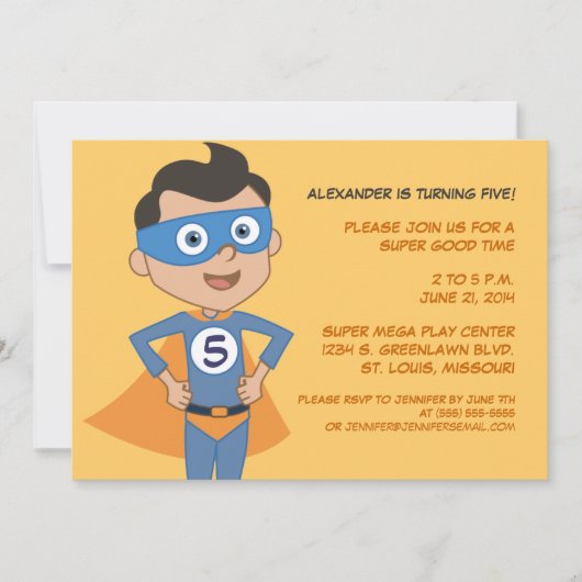 スーパーヒパーソナライズされたーロ子供の誕生日パーティー招待状 招待状 (正面)