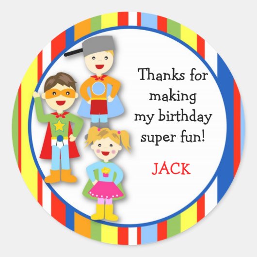 スーパーヒーロすごいラウンドのスティッカーシール ラウンドシール (正面)