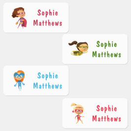 スーパーヒーロカスタムガールパーソナライズされた名前服 ラベル