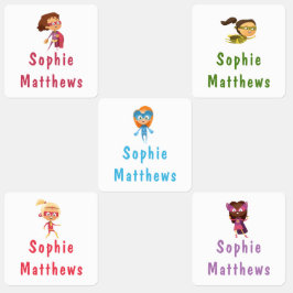 スーパーヒーロカスタムガールパーソナライズされた名前服 ラベル