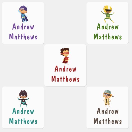 スーパーヒーロカスタムボーイパーソナライズされた名服 ラベル (グループ)