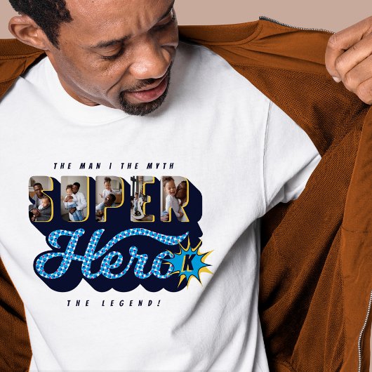 スーパーヒーロカスタムー写真男神話レジェンドスーパーヒーロー Tシャツ