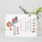 スーパーヒーロパーソナライズされたーボーイベビーシャワー招待状 招待状 (スタンド正面)