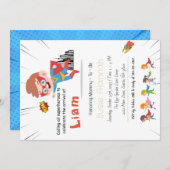 スーパーヒーロパーソナライズされたーボーイベビーシャワー招待状 招待状 (正面/裏面)