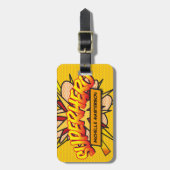 スーパーヒーローおもしろいレトロ漫画ブックアーポップ・アートのト ラゲッジタグ (正面縦)