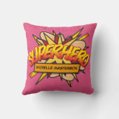 スーパーヒーローおもしろいレトロ漫画ブッポップ・アートのクアート クッション (裏面)