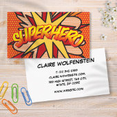 スーパーヒーローおもしろいレトロ漫画本 名刺