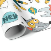 スーパーヒーローおもしろい動物のパターン ラッピングペーパー (ロールコーナー)