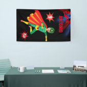 スーパーヒーローおもしろい誕生日グリー飛んでいるンボーイアメージング 横断幕 (トレードショー)