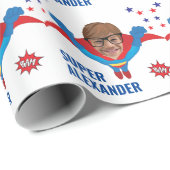 スーパーヒーローおもしろい飛んでいる誕生日ボーイ途方もないギフト ラッピングペーパー (ロールコーナー)