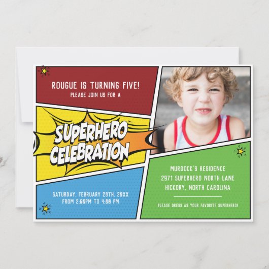 スーパーヒーローお祝い 招待状 (正面)