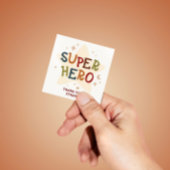 スーパーヒーローかわいいパーティー動物 子供の誕生日 スクエアシール