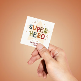 スーパーヒーローかわいいパーティー動物 子供の誕生日 スクエアシール