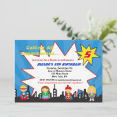 スーパーヒーローすごいヒーローバースデーパーティ招待状 招待状 (スタンド正面)