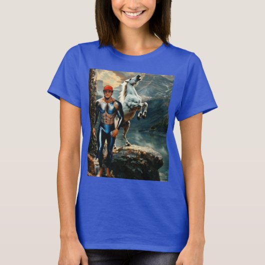 スーパーヒーローと白馬 Tシャツ (正面)