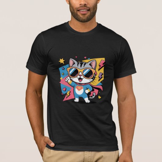 スーパーヒーローにゃんこパワー Tシャツ (正面)