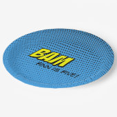 スーパーヒーローのカスタムな紙皿- BAMの青の背部 ペーパープレート (アングル)