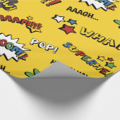 スーパーヒーローのカラフルなおもしろいパターン ラッピングペーパー (角)