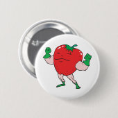 スーパーヒーローのストロベリーキャラクター 缶バッジ (正面&裏面)