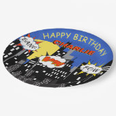 スーパーヒーローのテーマの誕生日 ペーパープレート (アングル)
