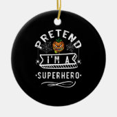 スーパーヒーローのハロウィーンの衣装ギフトのフリ セラミックオーナメント (正面)
