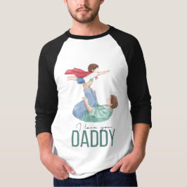 スーパーヒーローのパパと子供のラグラン Tシャツ