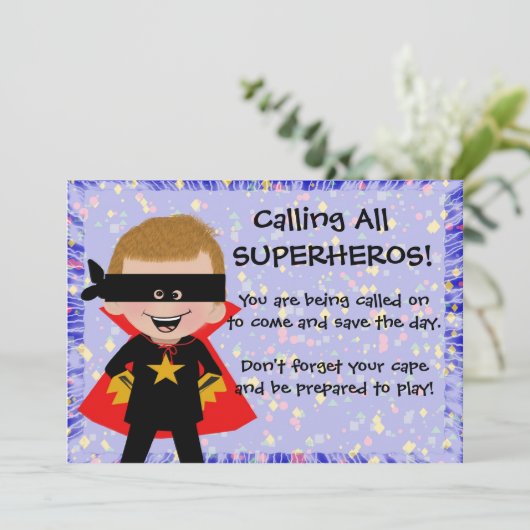 スーパーヒーローのパーティの招待状 招待状 (スタンド正面)
