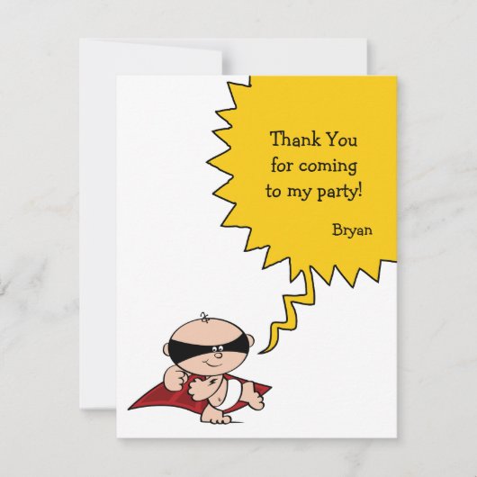 スーパーヒーローのパーティーのサンキューカード サンキューカード (正面)