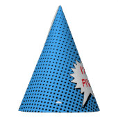 スーパーヒーローのパーティーの帽子-暗藍色の点のカスタム パーティーハット (左)