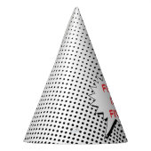 スーパーヒーローのパーティーの帽子-編集可能白黒の点 パーティーハット (左)