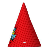 スーパーヒーローのパーティーの帽子-赤い点のハッピーバースデー パーティーハット (右)