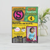 スーパーヒーローのピンクの女の子の招待状の英雄の招待 招待状 (スタンド正面)